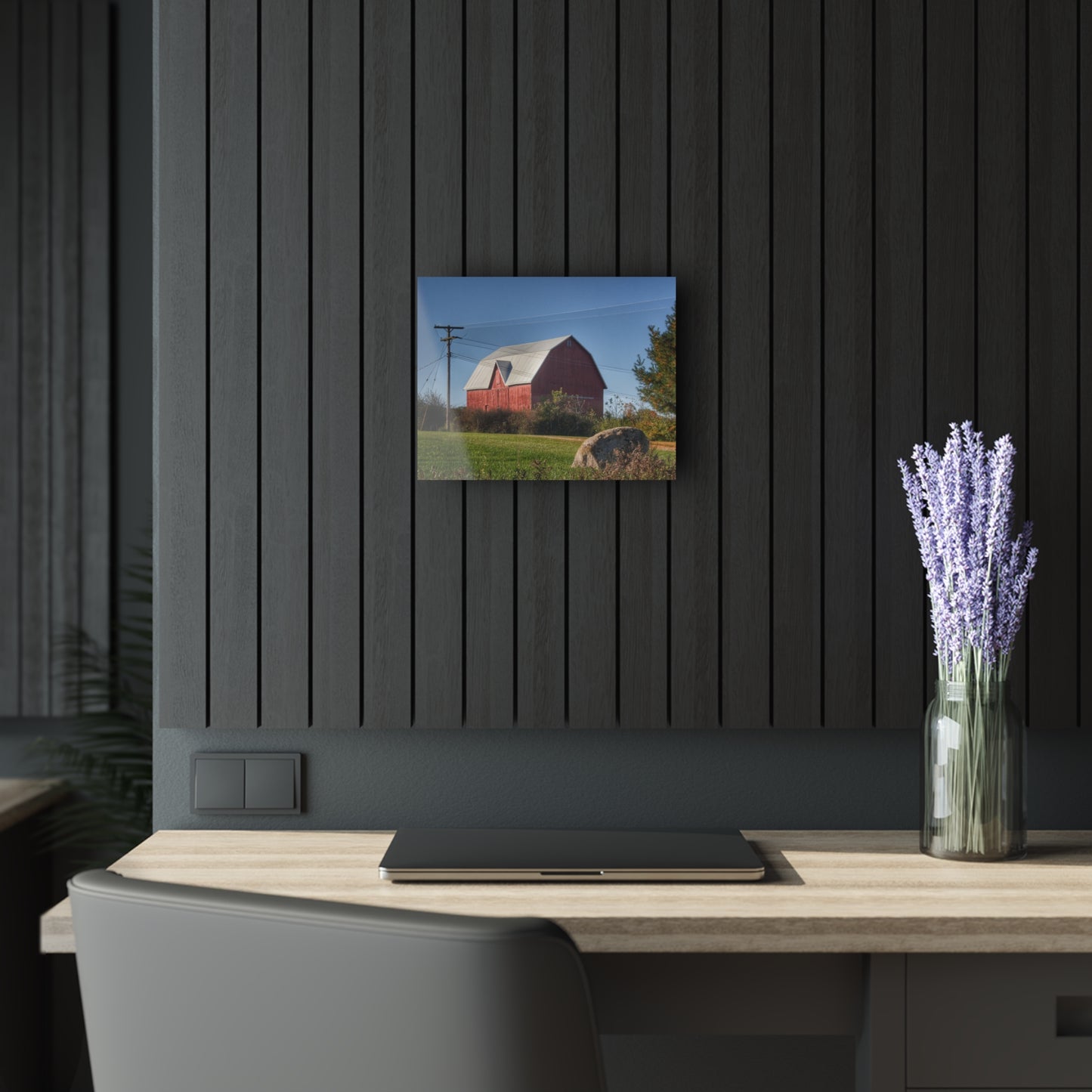 U R There Photography Hemingway Lake Road Red Rustic Farmhouse Acrylic Wall Print