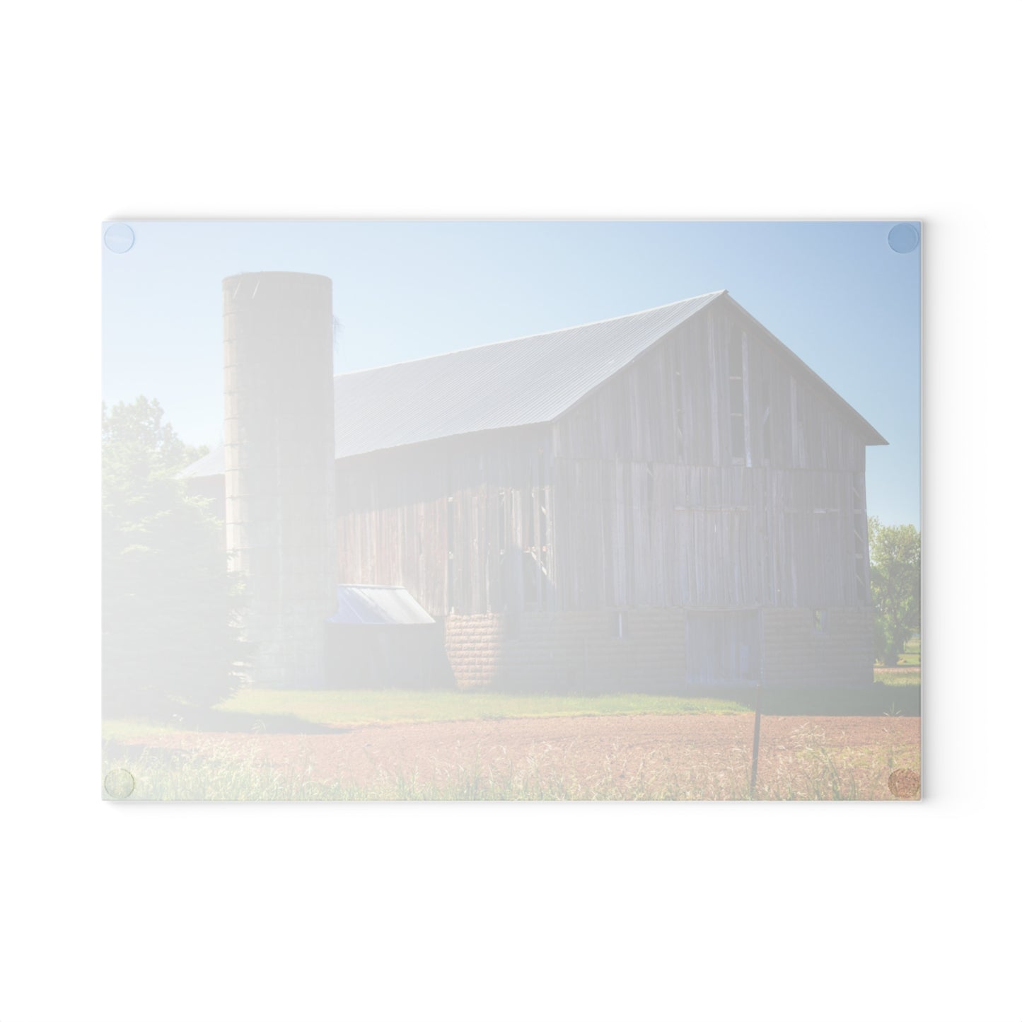 U R There Photography Gilford Grey III Rustic Farmhouse Tempered-Glass Cutting Board