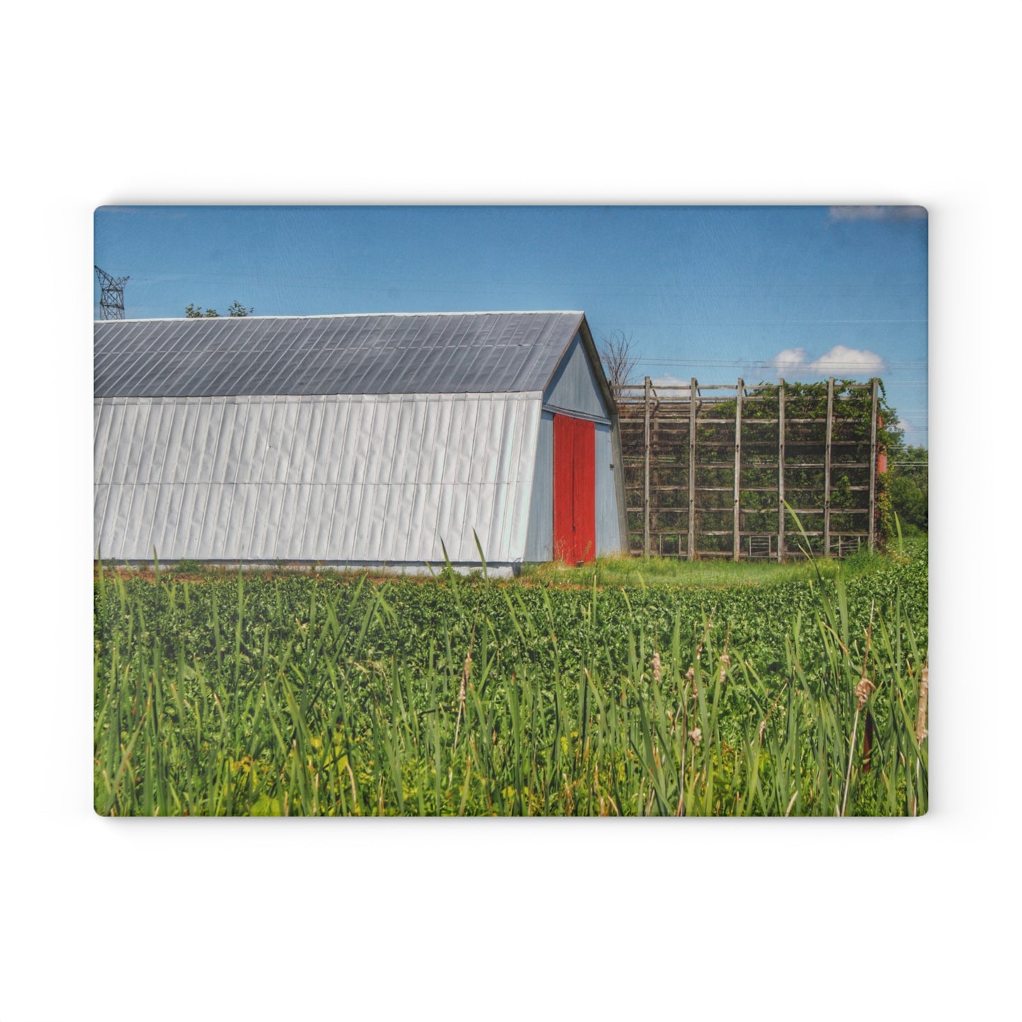 U R There Photography Montrose Farm II Rustic Farmhouse Tempered-Glass Cutting Board