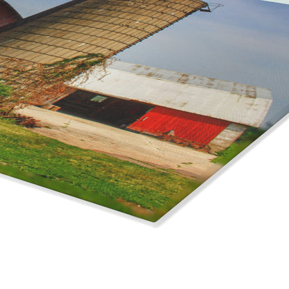 U R There Photography Marlette Red III Rustic Farmhouse Tempered-Glass Cutting Board