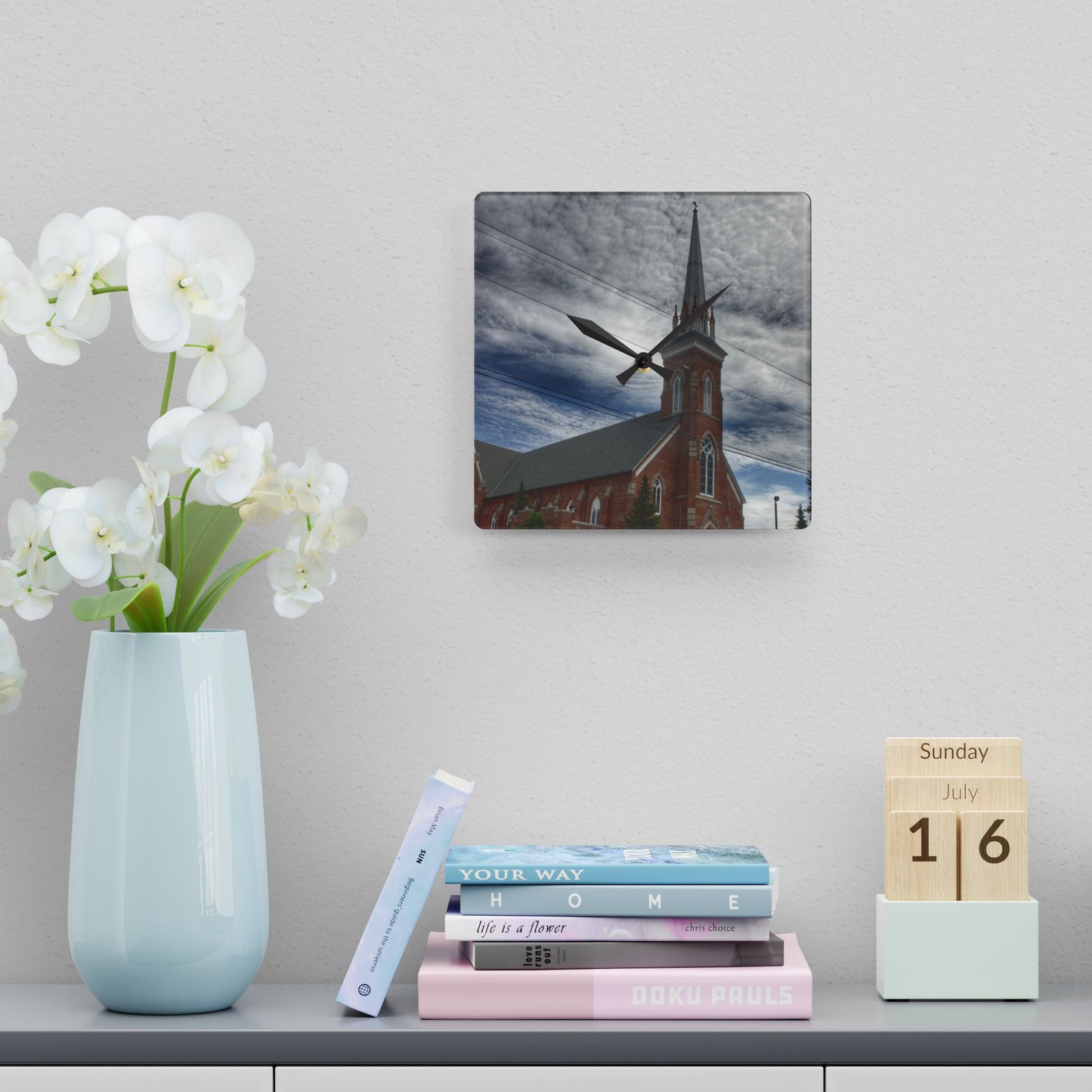 U R There Photography Frankenmuth Catholic Church Rustic Farmhouse Acrylic Analog Wall Clock