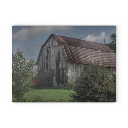 U R There Photography Columbiaville Grey Rustic Farmhouse Tempered-Glass Cutting Board