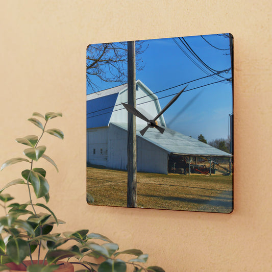 U R There Photography Wolcott White Rustic Farmhouse Acrylic Analog Wall Clock
