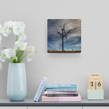 U R There Photography North Gera Road Windmill Rustic Farmhouse Acrylic Analog Wall Clock