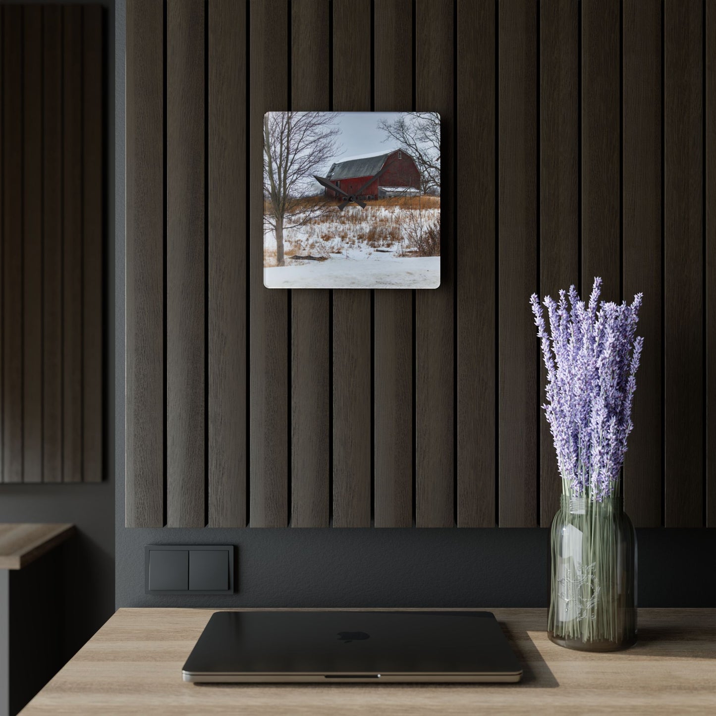U R There Photography Hadley Red II Rustic Farmhouse Acrylic Analog Wall Clock