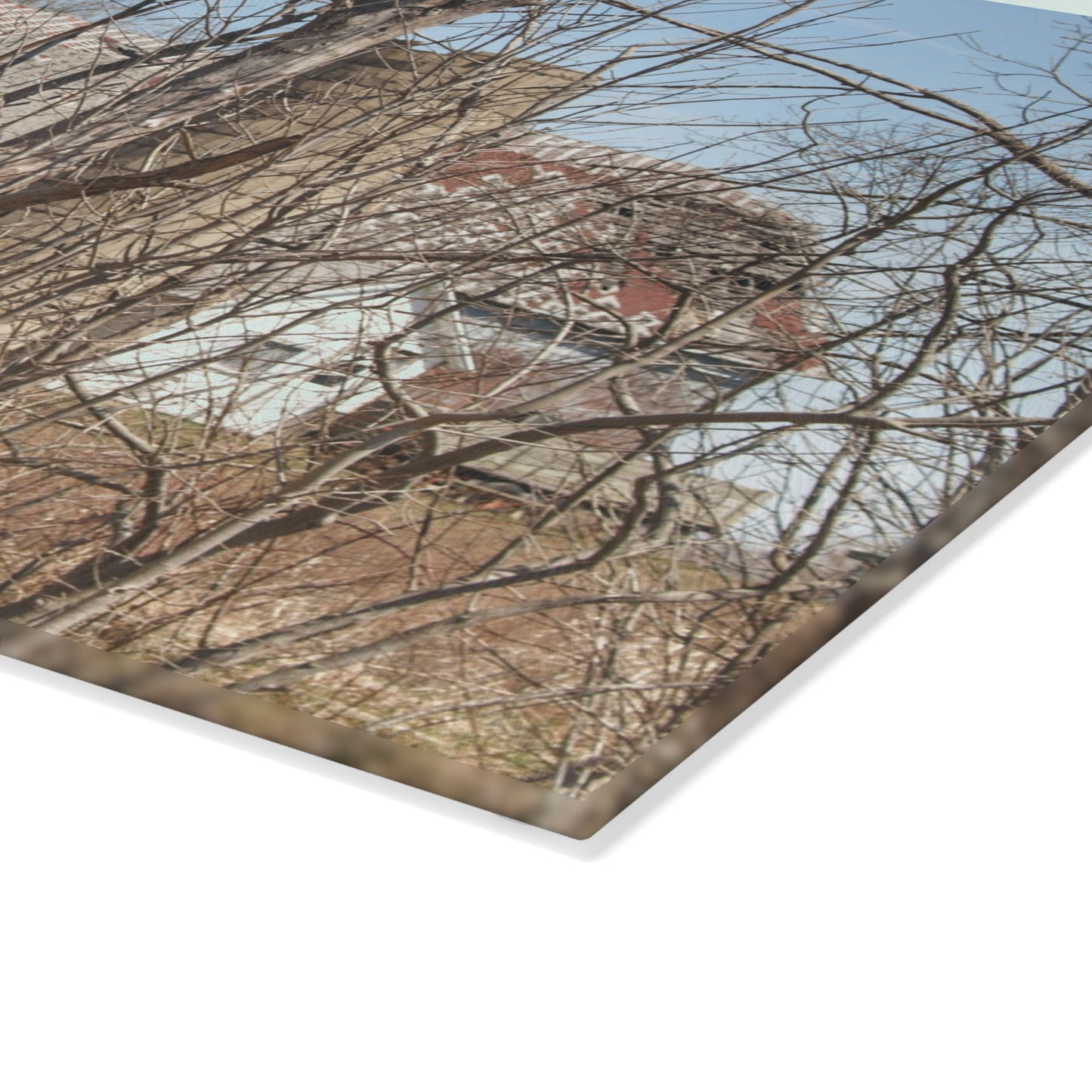U R There Photography Hill Road Hidden Grey III Rustic Farmhouse Tempered-Glass Cutting Board