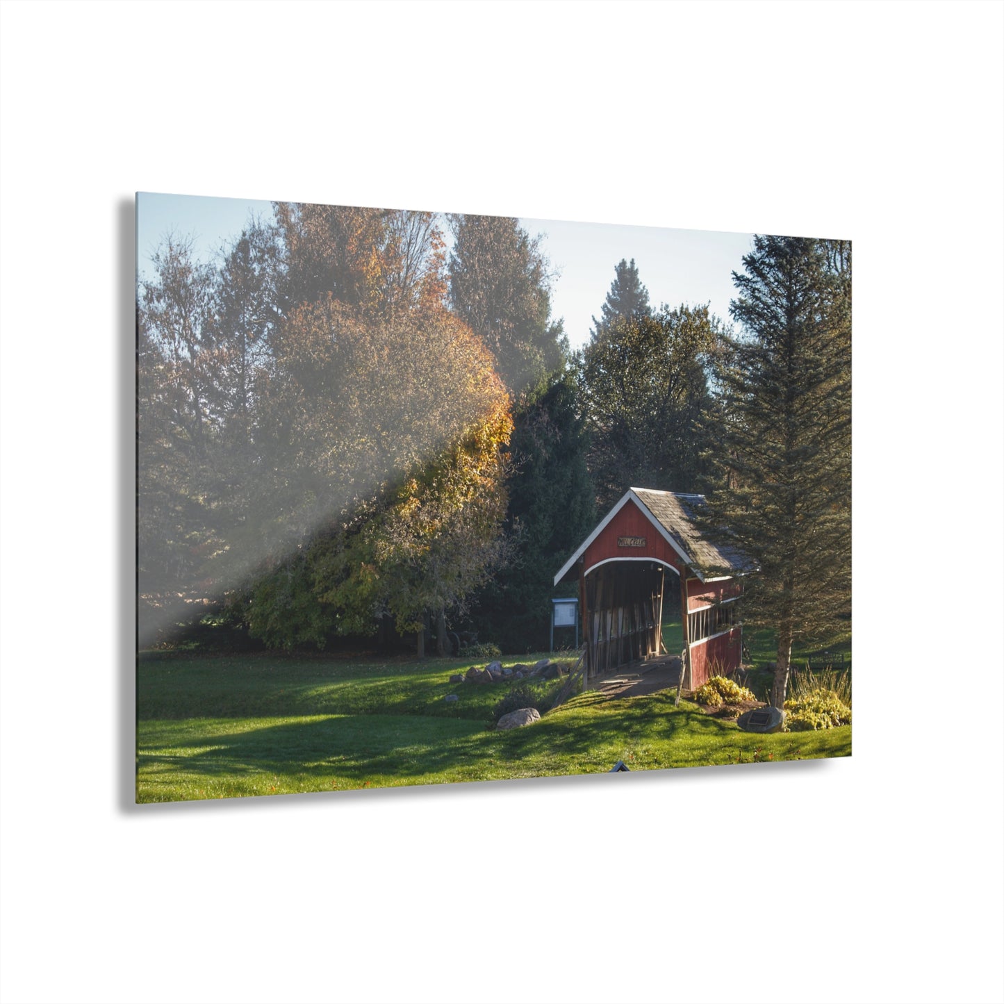 U R There Photography Hadley Covered Bridge II Rustic Farmhouse Acrylic Wall Print