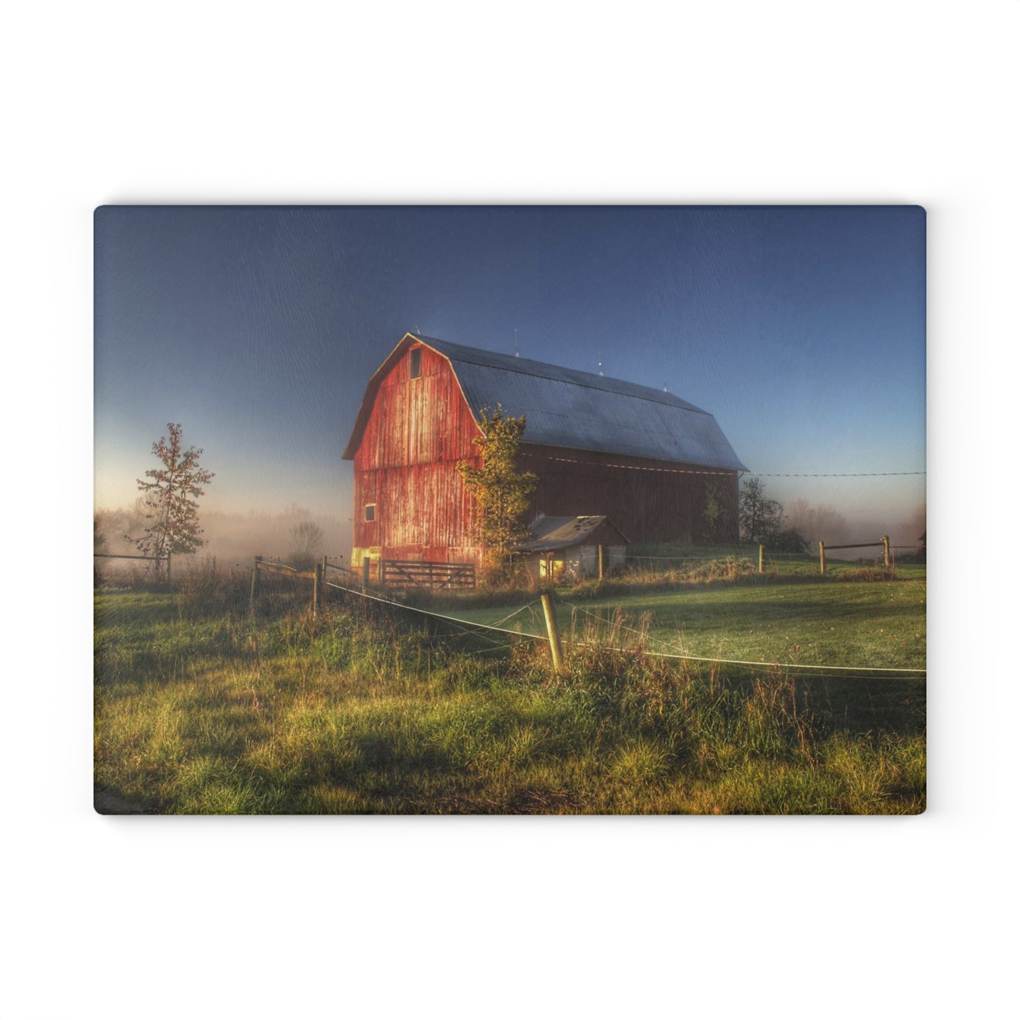 U R There Photography Columbiaville Red I Rustic Farmhouse Tempered-Glass Cutting Board