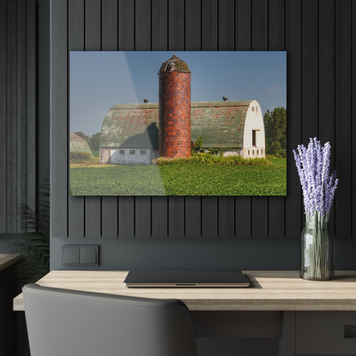 U R There Photography Elba White and Silo Rustic Farmhouse Acrylic Wall Print