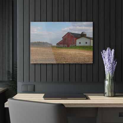 U R There Photography Cedar Creek Road Saltbox Red Rustic Farmhouse Acrylic Wall Print