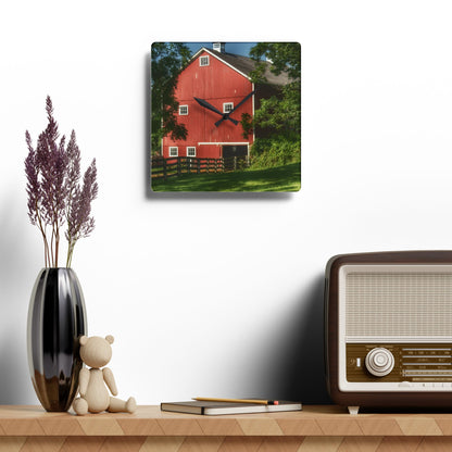 U R There Photography Oxford Red Rustic Farmhouse Acrylic Analog Wall Clock