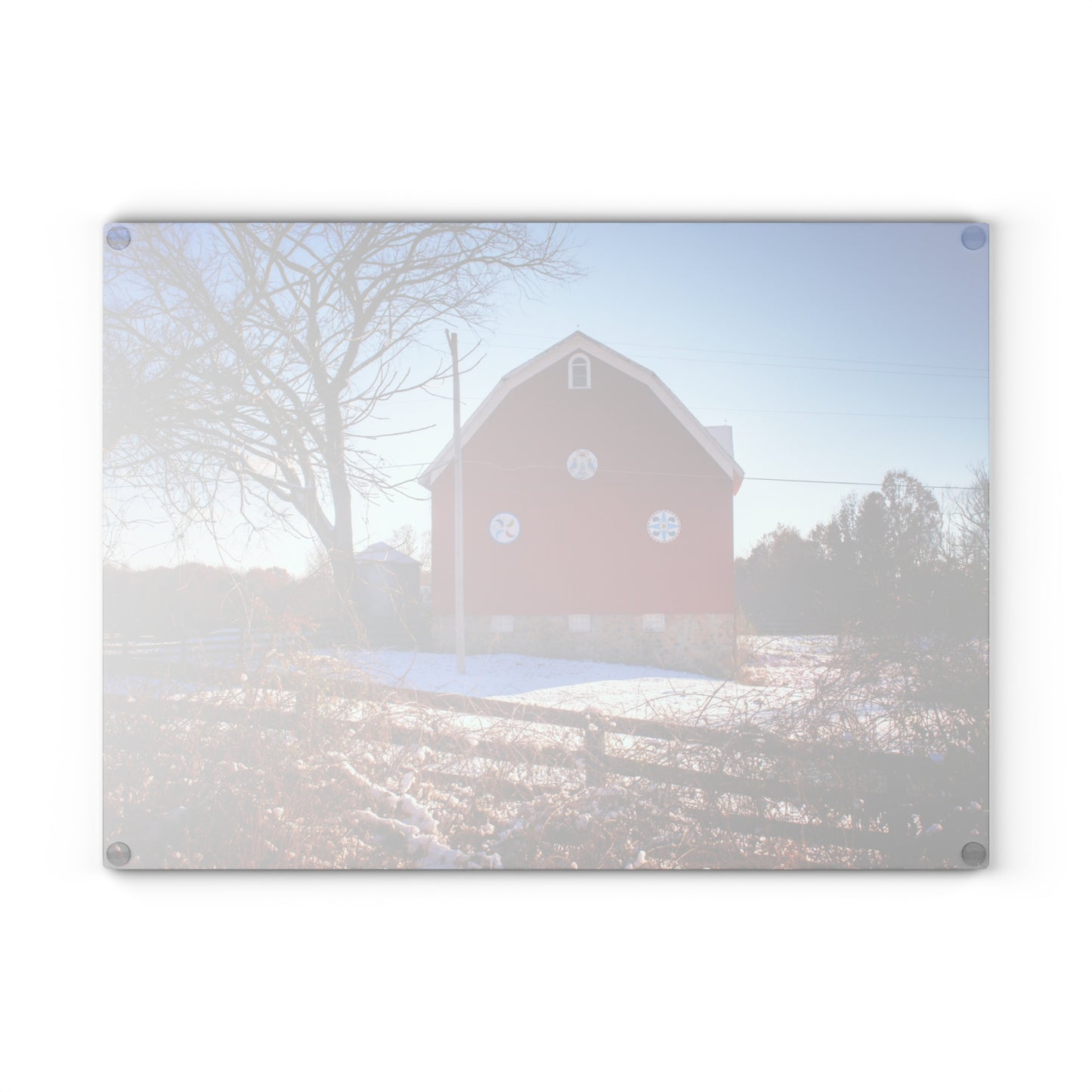 U R There Photography Groveland Red Rustic Farmhouse Tempered-Glass Cutting Board