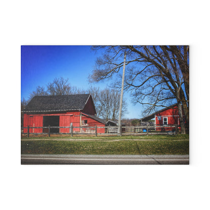 U R There Photography Imlay Reds Rustic Farmhouse Tempered-Glass Cutting Board