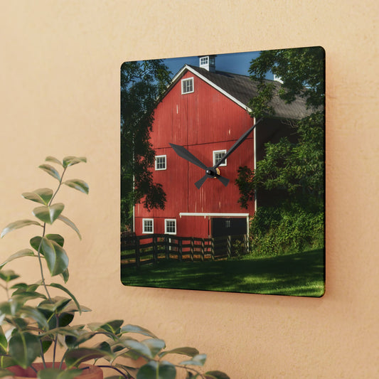 U R There Photography Oxford Red Rustic Farmhouse Acrylic Analog Wall Clock