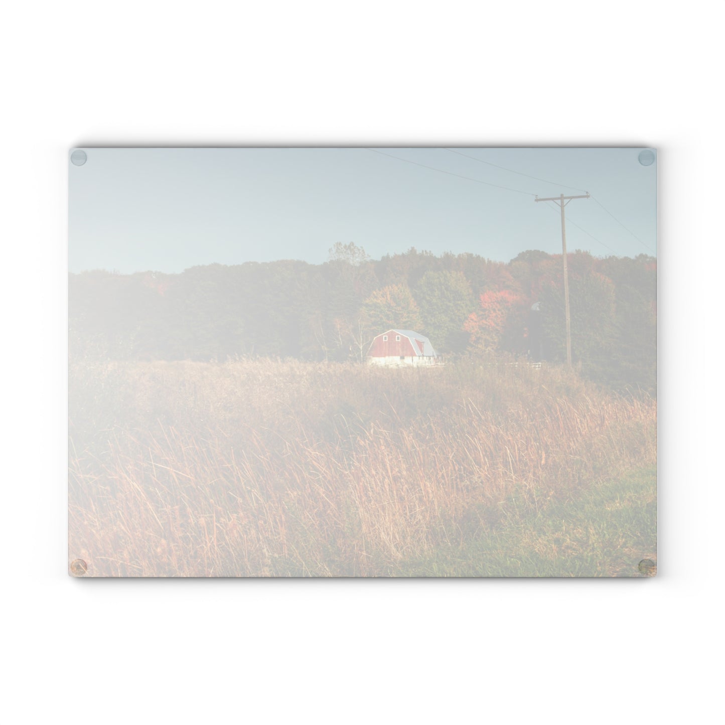 U R There Photography Murphy Lake Road Hidden Red Rustic Farmhouse Tempered-Glass Cutting Board
