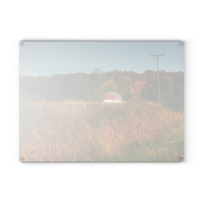 U R There Photography Murphy Lake Road Hidden Red Rustic Farmhouse Tempered-Glass Cutting Board