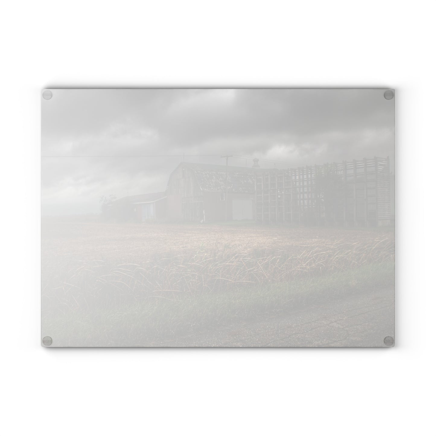 U R There Photography Weaver Road Brown I Rustic Farmhouse Tempered-Glass Cutting Board