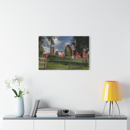 U R There Photography Hough Road Reds and Silo I Rustic Farmhouse Acrylic Wall Print