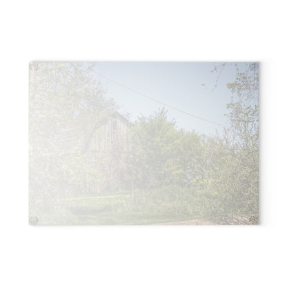 U R There Photography Bishop Road Grey II Rustic Farmhouse Tempered-Glass Cutting Board