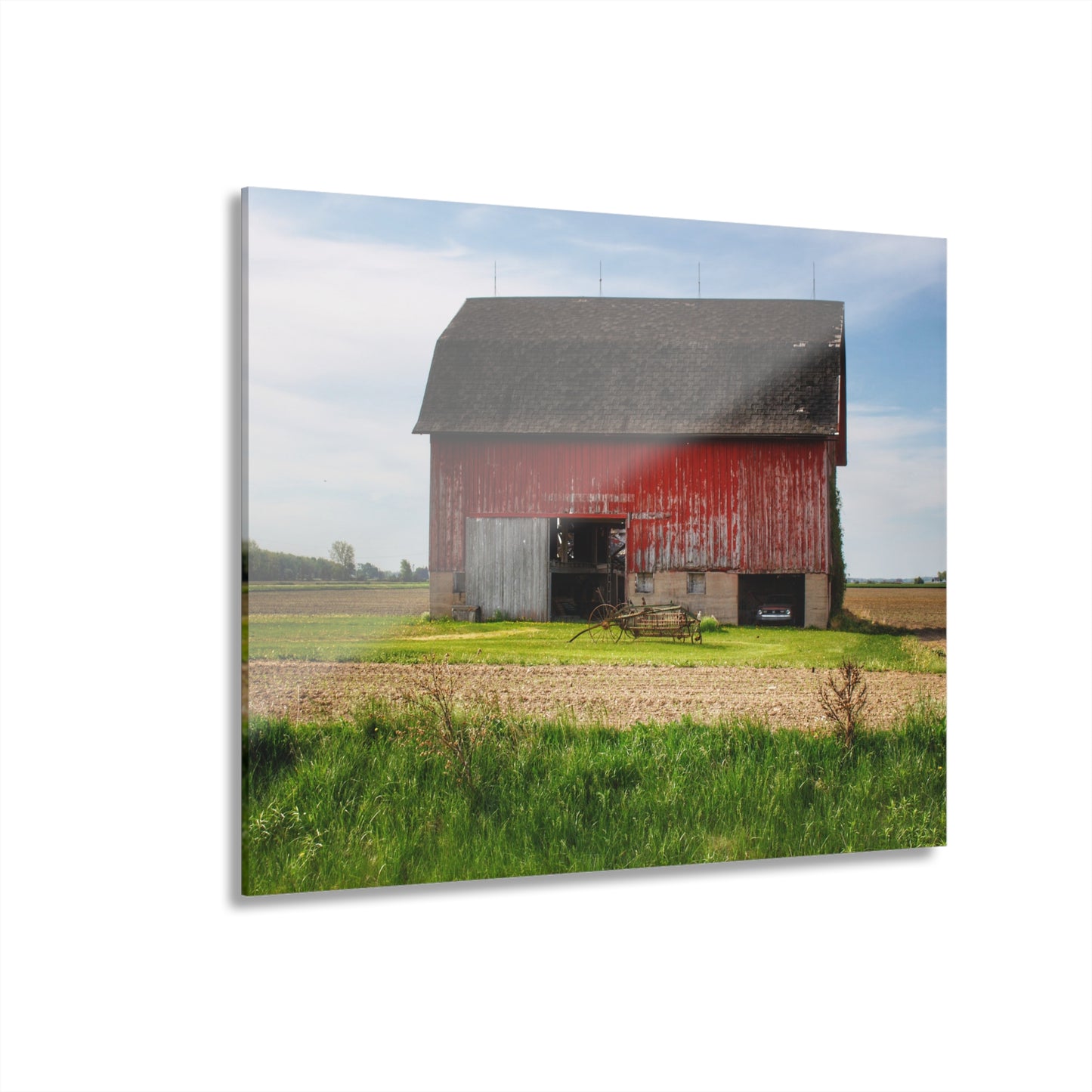 U R There Photography Unionville Elmwood Road Red I Rustic Farmhouse Acrylic Wall Print