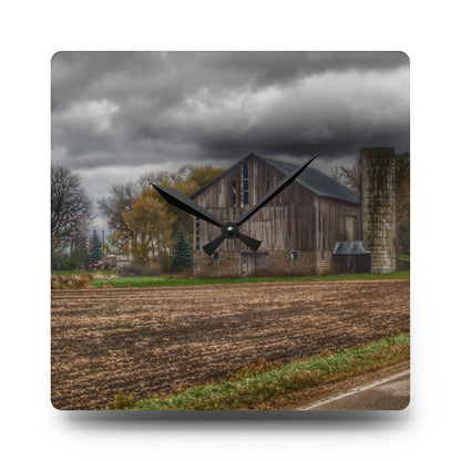 U R There Photography Gilford Grey II Rustic Farmhouse Acrylic Analog Wall Clock