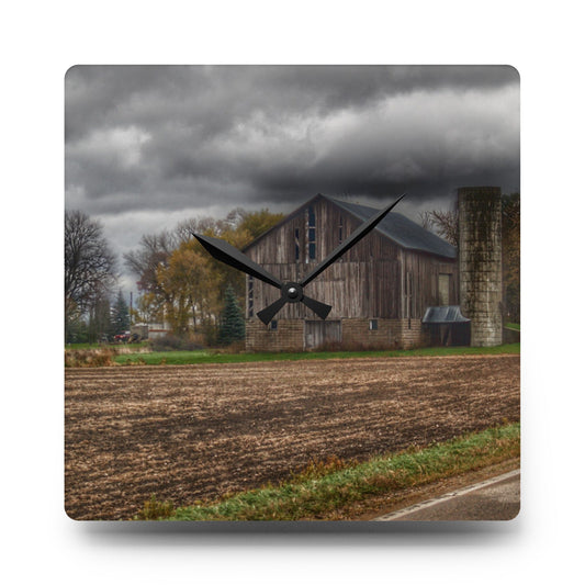 Gilford Grey II Rustic Farmhouse Acrylic Analog Wall Clock 10.75'' × 10.75'' (Square)