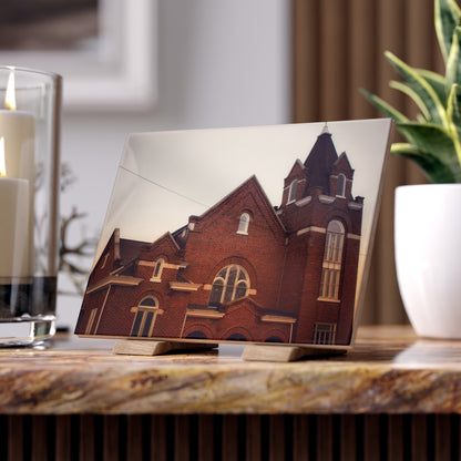 U R There Photography Brown City Methodist Church Rustic Farmhouse Decorative Ceramic Tile 6" × 8" Glossy