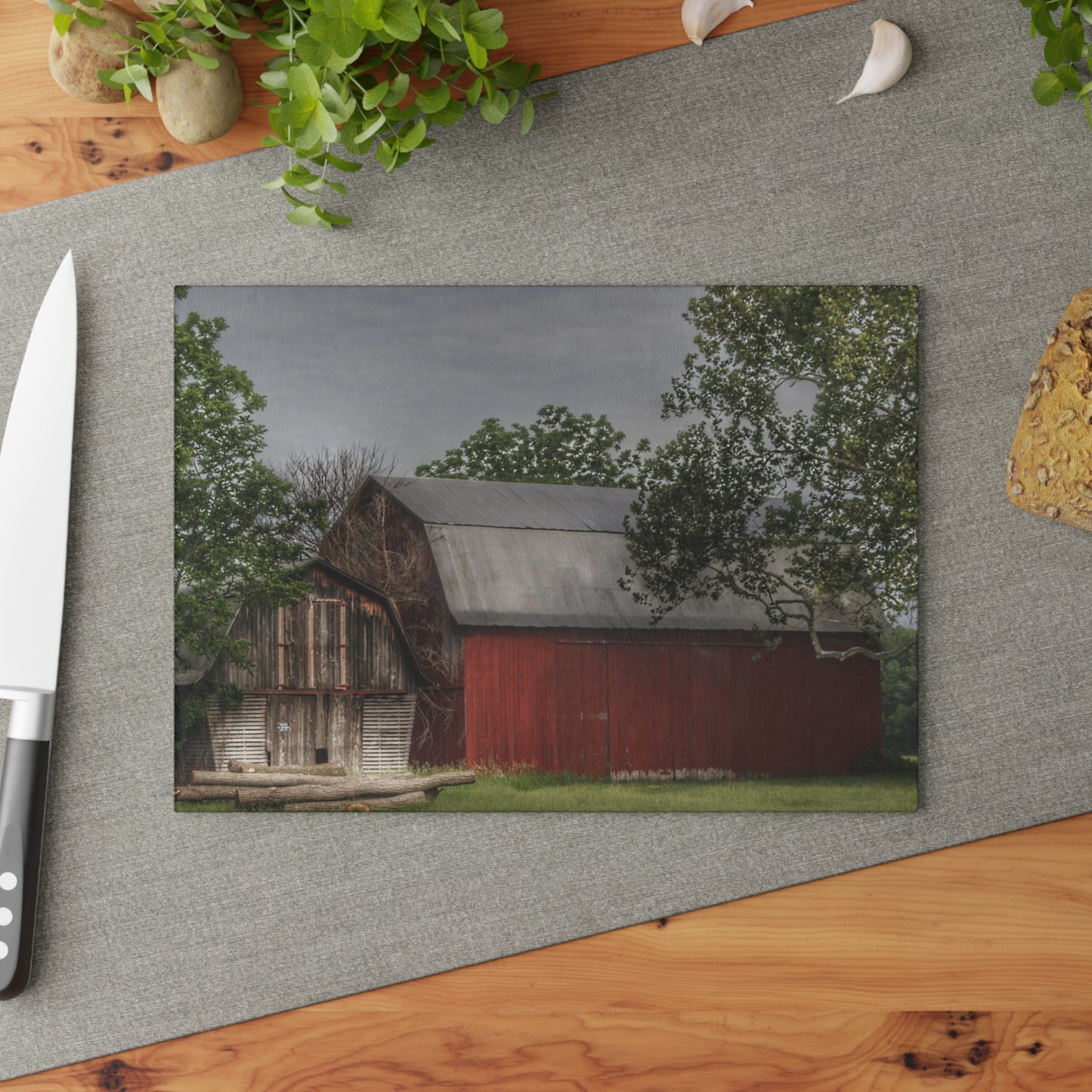 U R There Photography Barkley Road Buddies Rustic Farmhouse Tempered-Glass Cutting Board