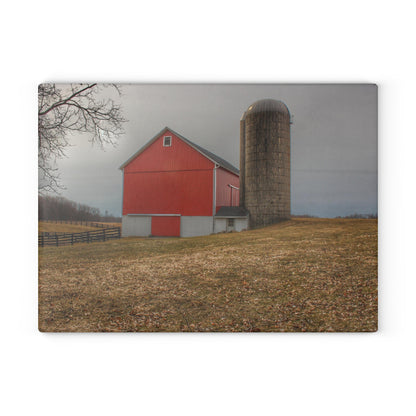 U R There Photography Brocker Road Red II Rustic Farmhouse Tempered-Glass Cutting Board