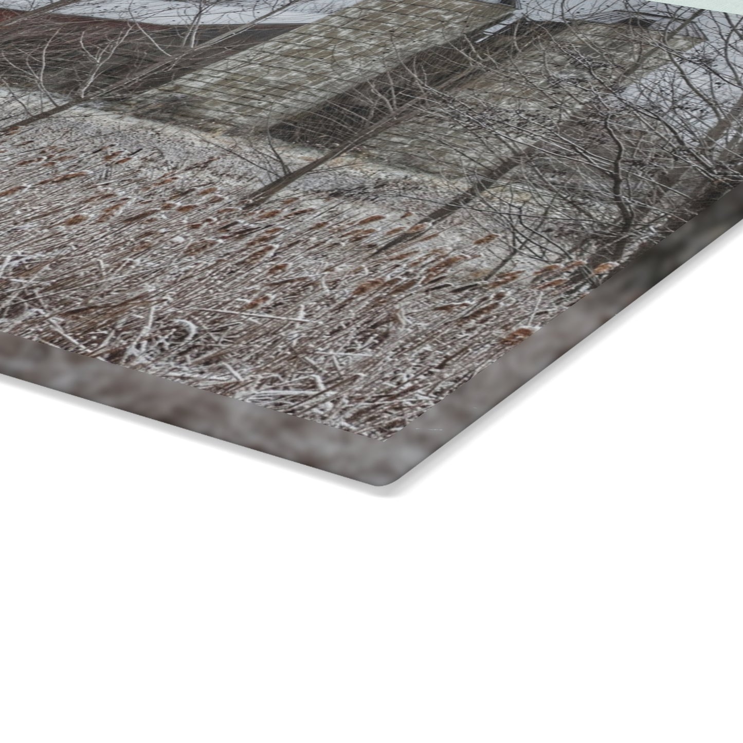 U R There Photography Washburn Road Hidden Red Rustic Farmhouse Tempered-Glass Cutting Board