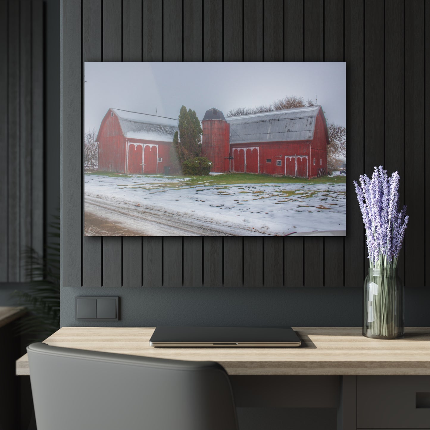 U R There Photography Holmes Road Red II Rustic Farmhouse Acrylic Wall Print 14 "x 11"