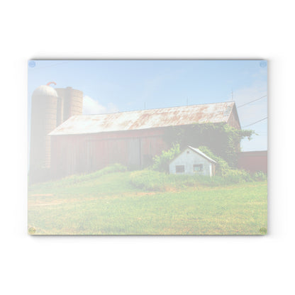 U R There Photography Marlette Red I Rustic Farmhouse Tempered-Glass Cutting Board