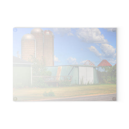 U R There Photography Morrish Road Silos I Rustic Farmhouse Tempered-Glass Cutting Board