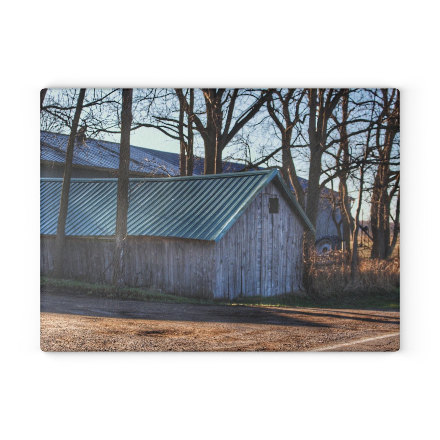 U R There Photography Baldwin Roadside Shack Rustic Farmhouse Tempered-Glass Cutting Board