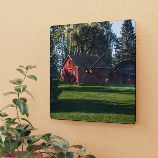 U R There Photography Rochester Road Mini-Reds Rustic Farmhouse Acrylic Analog Wall Clock