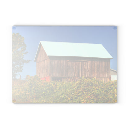 U R There Photography Hilltop High Grey Rustic Farmhouse Tempered-Glass Cutting Board