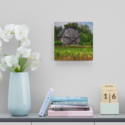 U R There Photography Frankford Road Grey Rustic Farmhouse Acrylic Analog Wall Clock