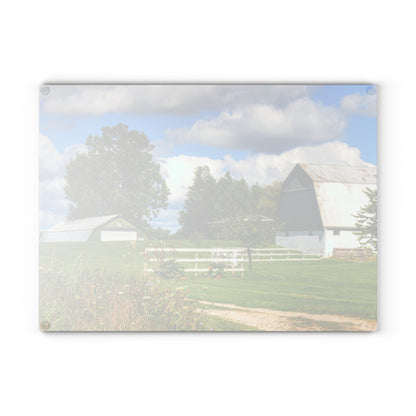 U R There Photography Hough Road Greens Rustic Farmhouse Tempered-Glass Cutting Board