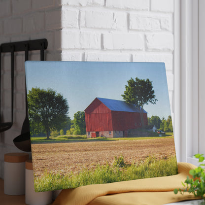 U R There Photography Morris Road Red Rustic Farmhouse Tempered-Glass Cutting Board