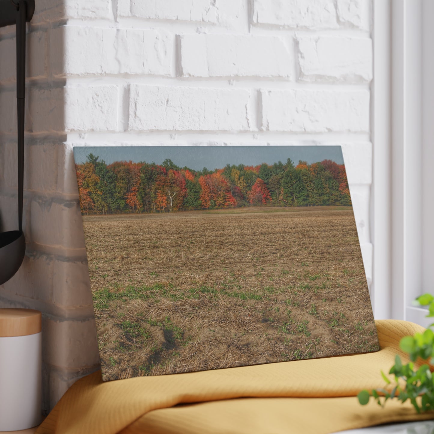 U R There Photography Fall on Murphy Lake III Rustic Farmhouse Tempered-Glass Cutting Board