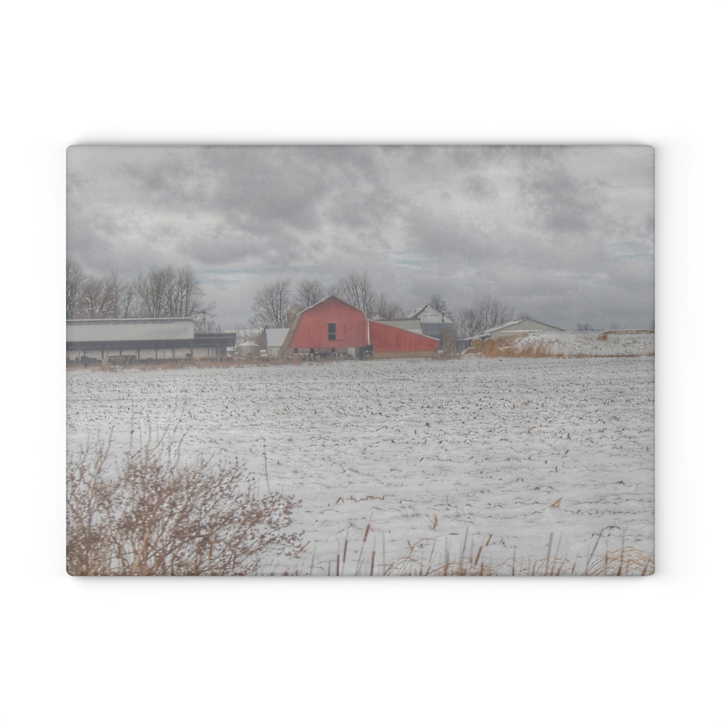 U R There Photography Maple Valley Road Red II Rustic Farmhouse Tempered-Glass Cutting Board