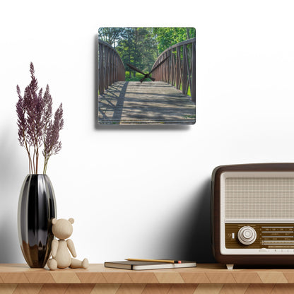 U R There Photography Cramton Park Kiwanis Bridge Rustic Farmhouse Wall Clock