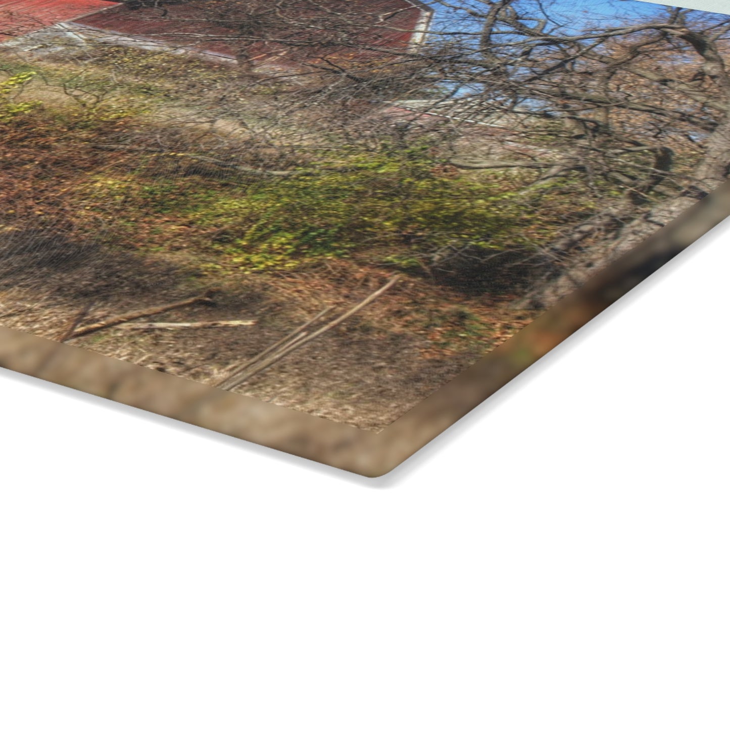 U R There Photography Hadley Red I Rustic Farmhouse Tempered-Glass Cutting Board