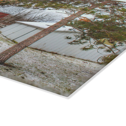 U R There Photography North Lake Pleasant Road Hidden Red Rustic Farmhouse Tempered-Glass Cutting Board