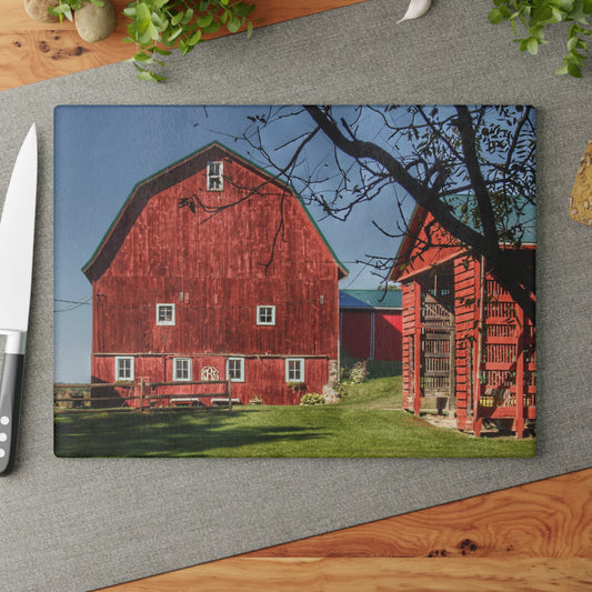 U R There Photography Gardner Road Red II Rustic Farmhouse Tempered-Glass Cutting Board