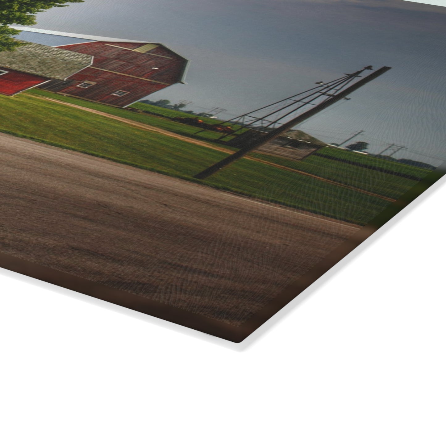 U R There Photography Bradford Road Reds Rustic Farmhouse Tempered-Glass Cutting Board