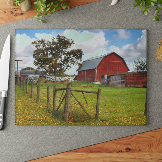 U R There Photography Beyond the Fence on Frances Road Rustic Farmhouse Tempered-Glass Cutting Board