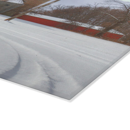 U R There Photography Hilltop Grey and Silo Rustic Farmhouse Tempered-Glass Cutting Board