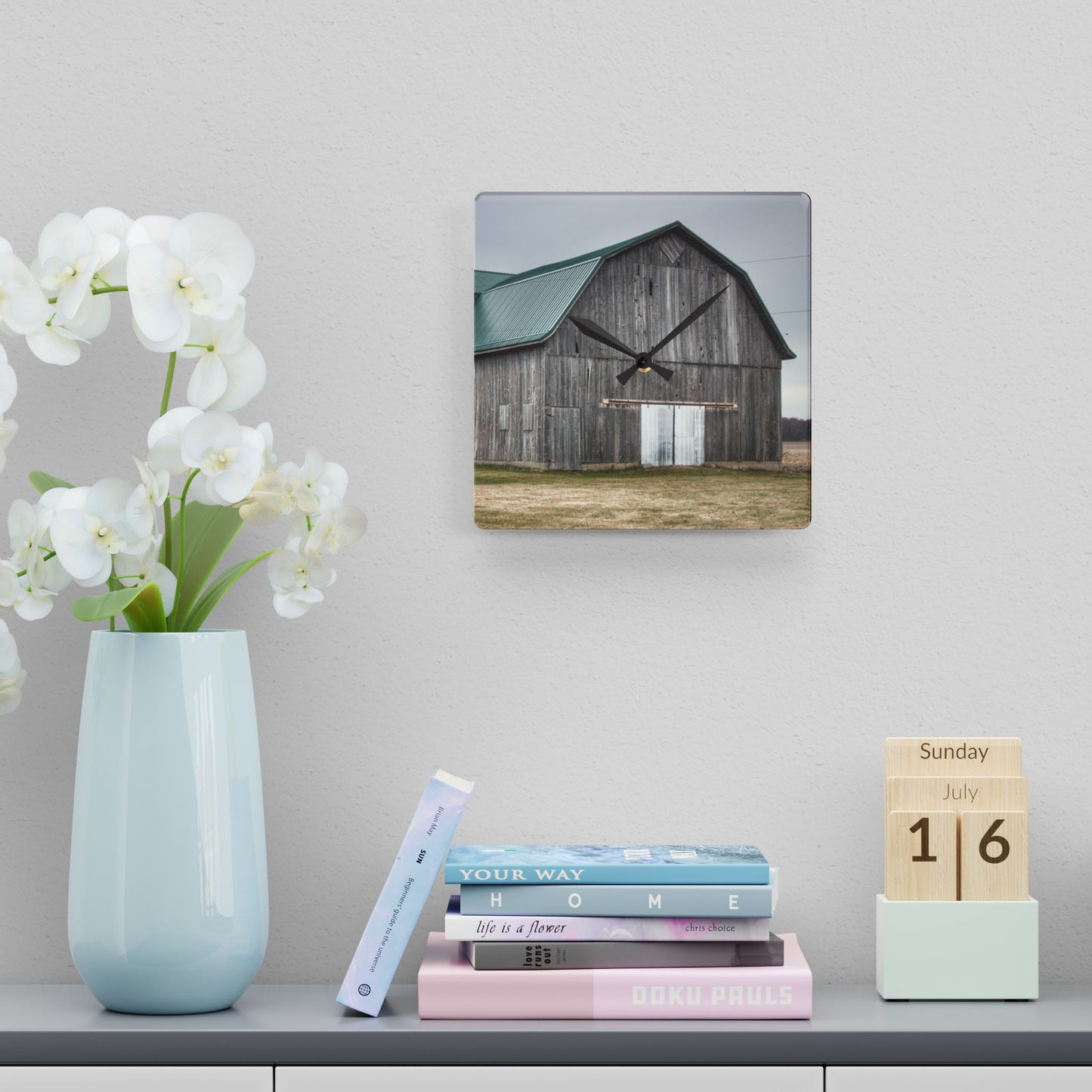 U R There Photography Loomis Road Grey Rustic Farmhouse Tempered-Glass Cutting Board