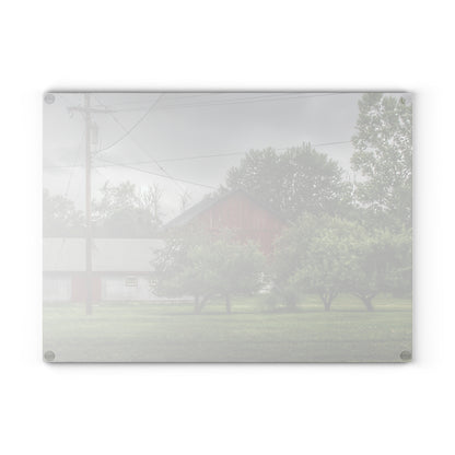 U R There Photography Hidden Red of M-24 Rustic Farmhouse Tempered-Glass Cutting Board